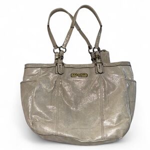 Coach Hampton Laguna Leather Bag with Champagne Shimmer & Lilac Lining
